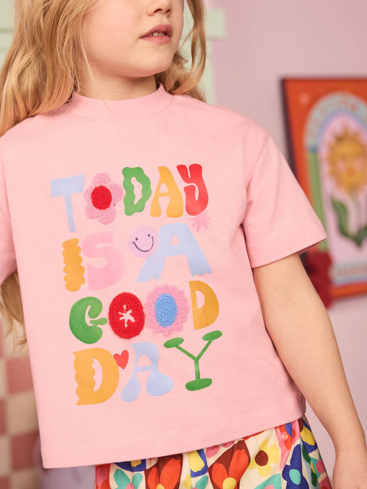 Eleanor Bowmer Pink Today Is A Good Day 100% Cotton Jersey Set