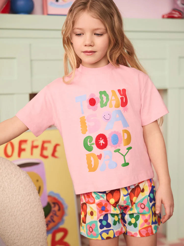 Eleanor Bowmer Pink Today Is A Good Day 100% Cotton Jersey Set
