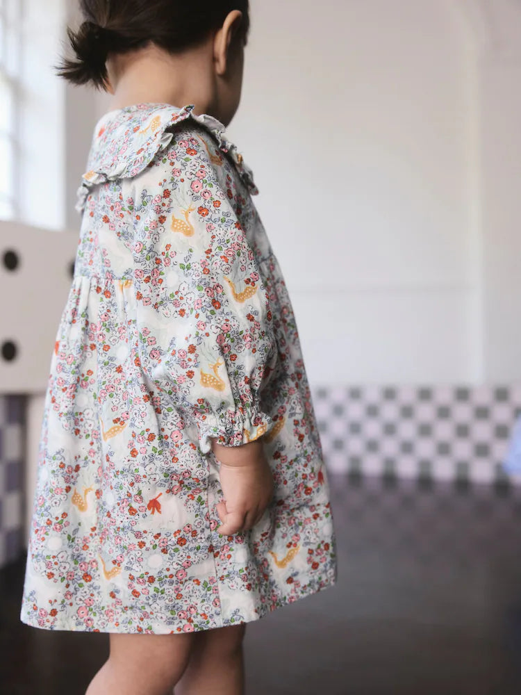 Cath Kidson Blue Character Print Long Sleeve Collar Dress