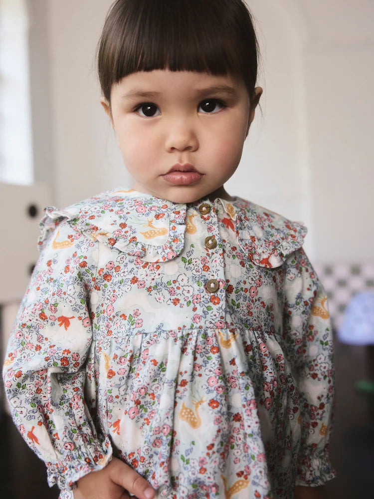 Cath Kidson Blue Character Print Long Sleeve Collar Dress