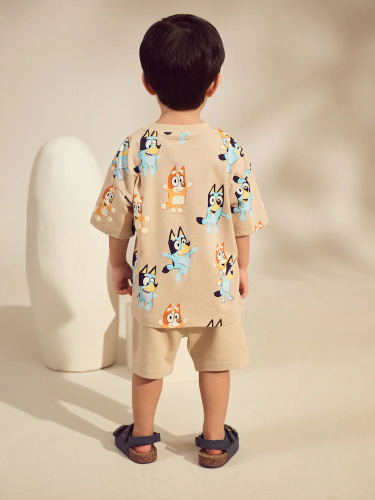 Neutral Bluey All-Over-Print T-shirt & Shorts Set