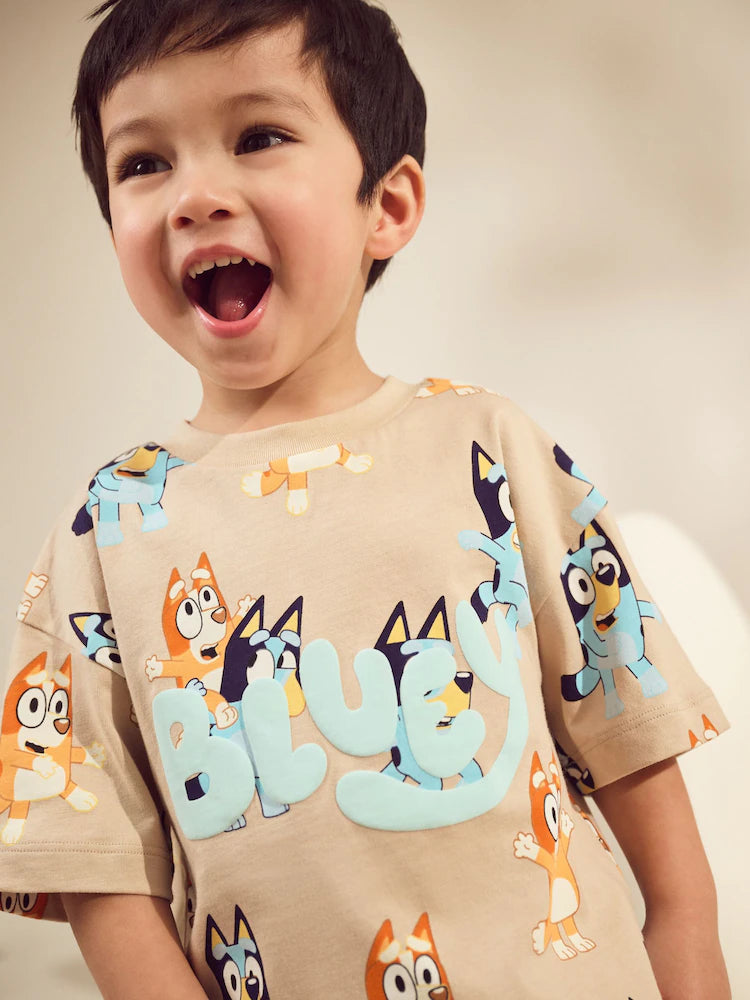 Neutral Bluey All-Over-Print T-shirt & Shorts Set