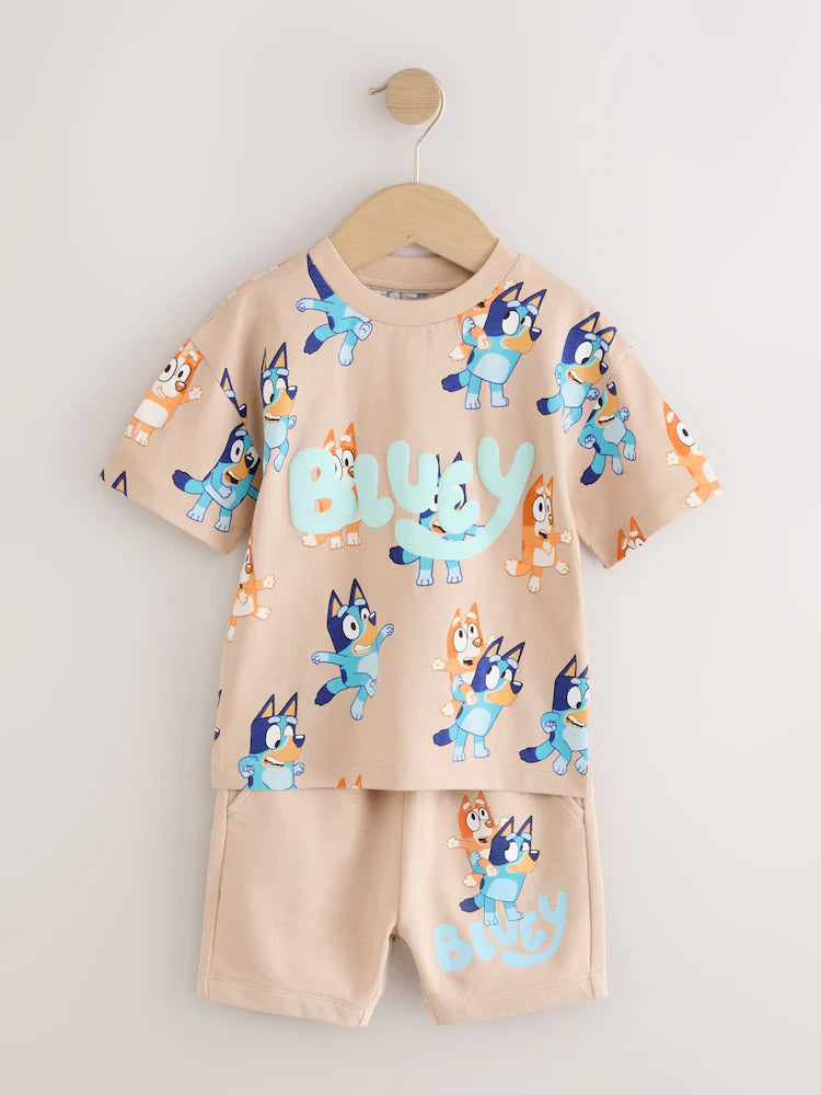 Neutral Bluey All-Over-Print T-shirt & Shorts Set