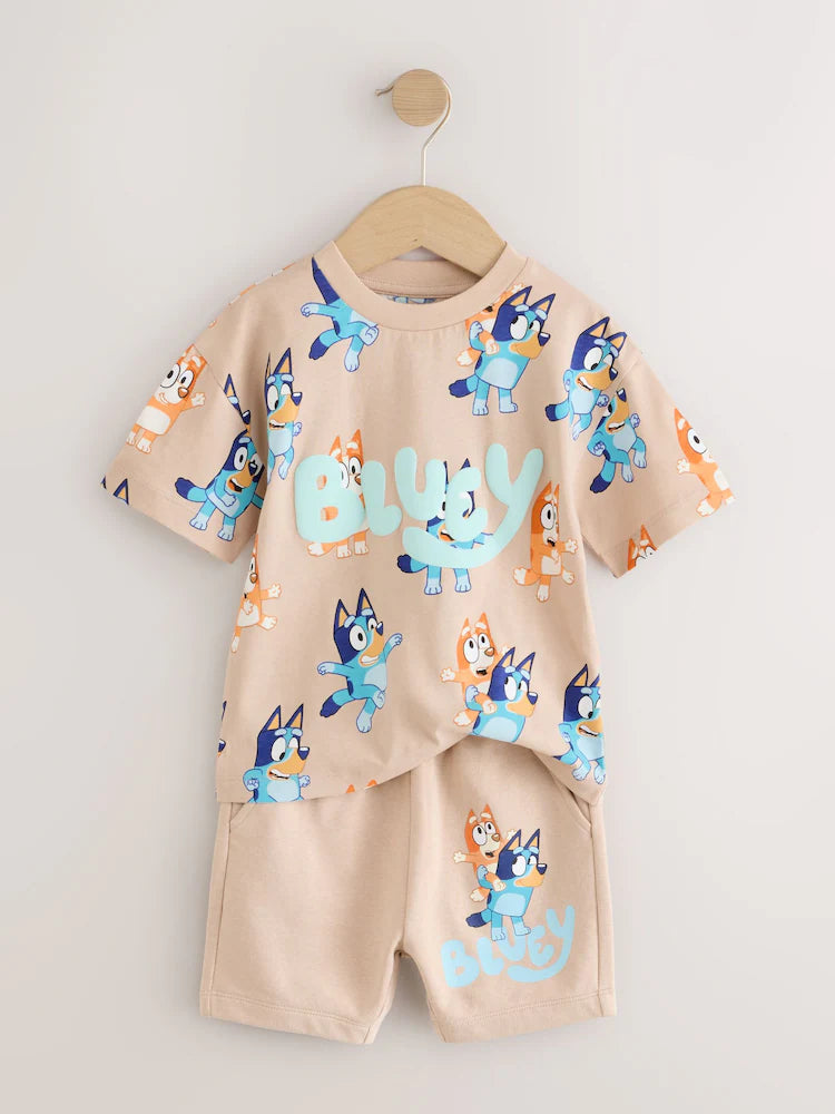 Neutral Bluey All-Over-Print T-shirt & Shorts Set