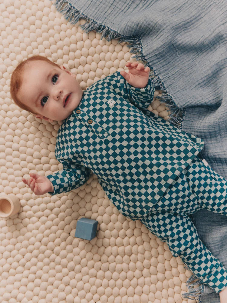 Green Checkerboard Top and Leggings 2 piece Baby Set