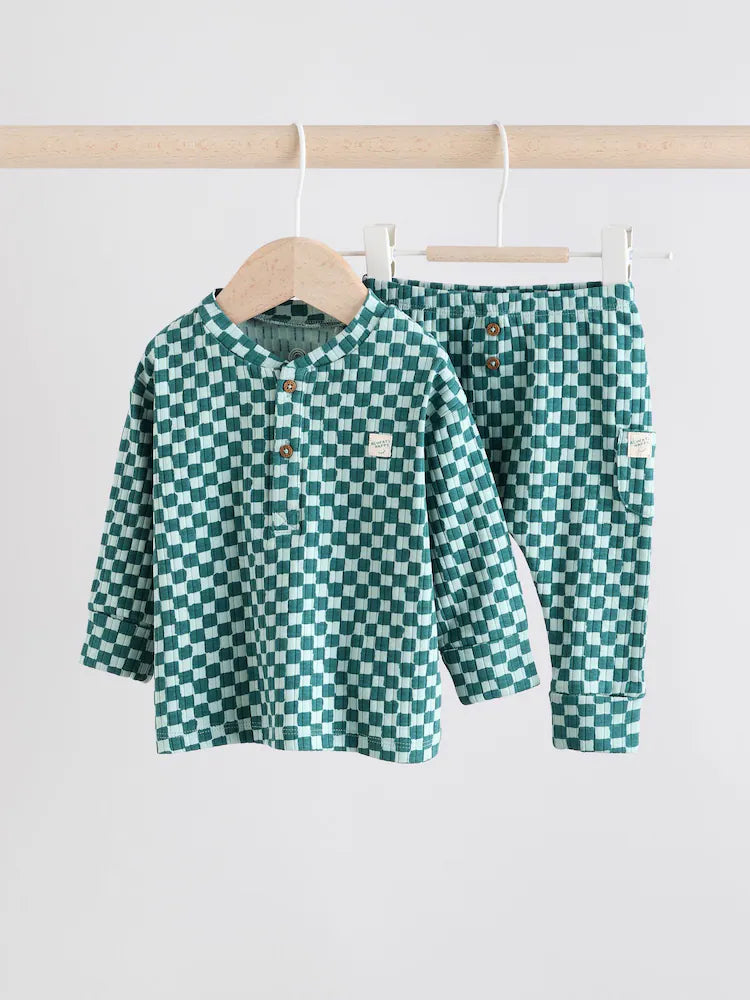 Green Checkerboard Top and Leggings 2 piece Baby Set