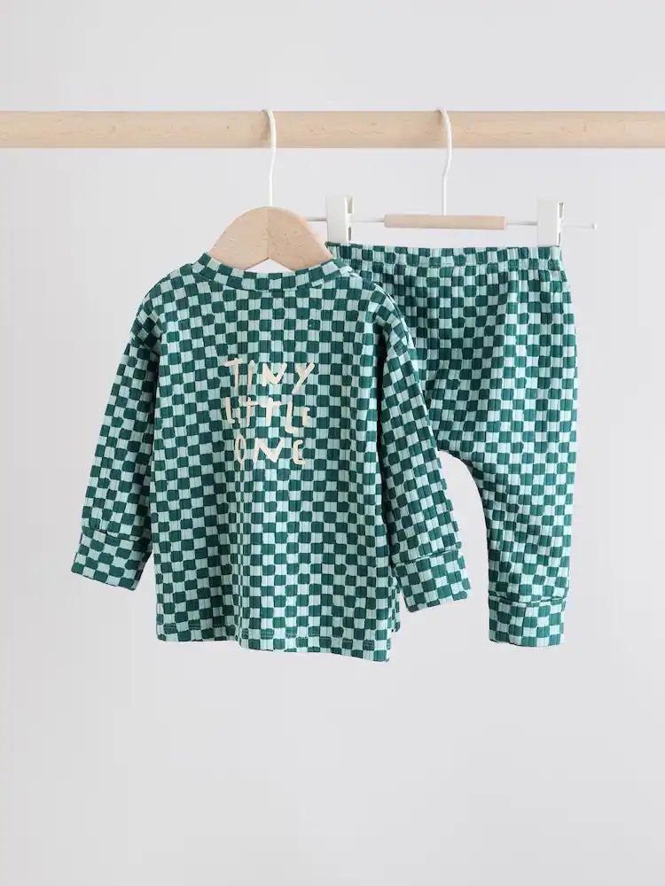 Green Checkerboard Top and Leggings 2 piece Baby Set