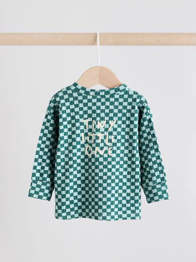 Green Checkerboard Top and Leggings 2 piece Baby Set