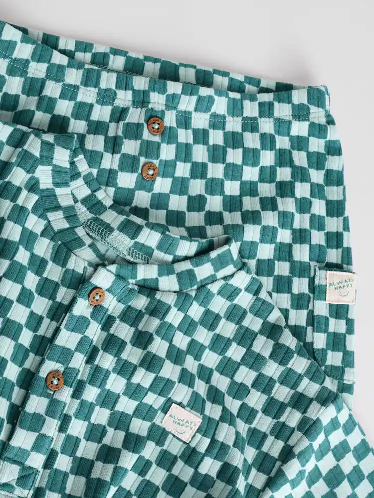 Green Checkerboard Top and Leggings 2 piece Baby Set