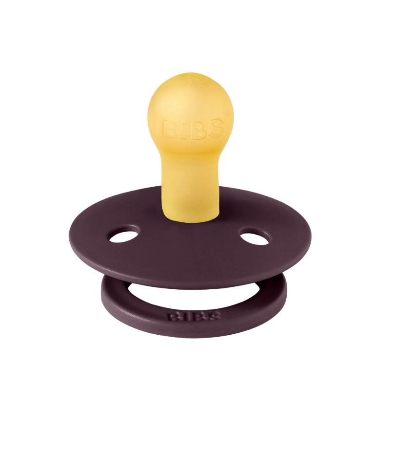 BIBS Pacifier Colour Holiday Bow 2 PACK Latex Size 1 & 2 Ivory/Plum