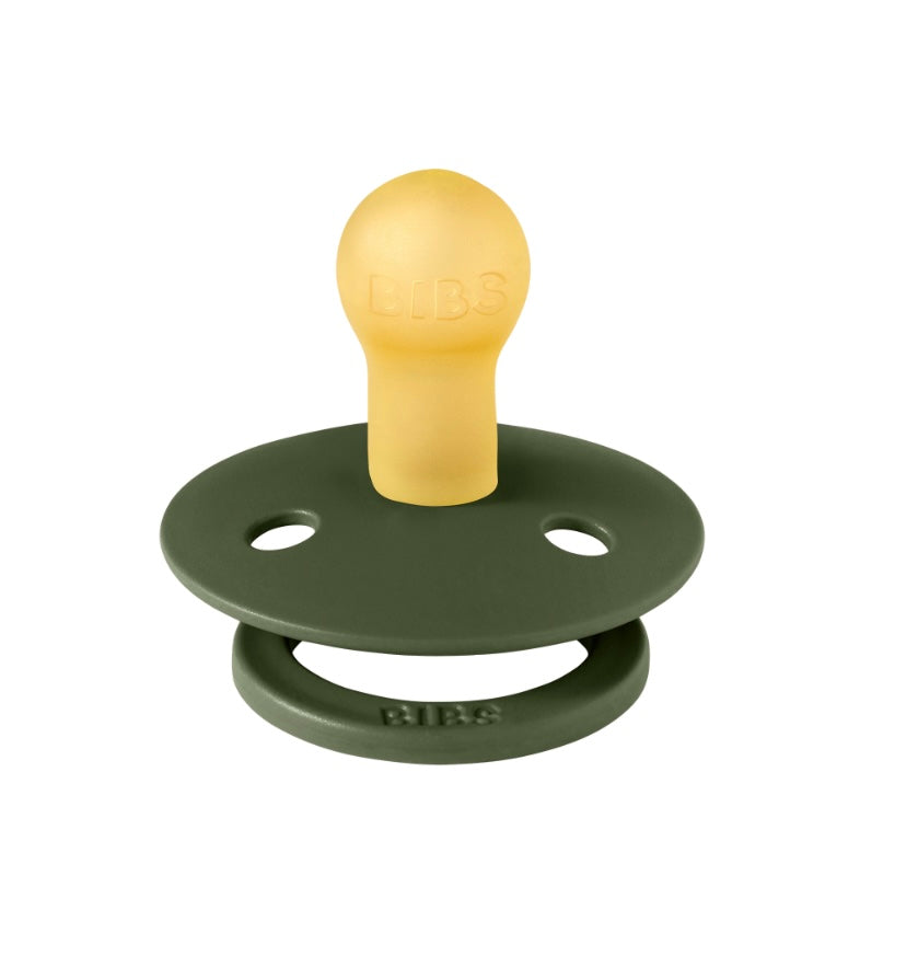 BIBS Pacifier Colour Holiday Leaf 2 PACK Latex Size 1 & 2 Sage/Hunter Green