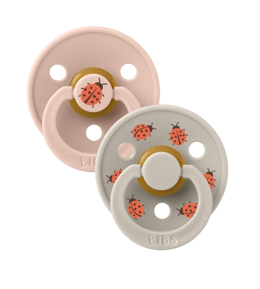 BIBS Pacifier Studio Colour 2 PACK Ladybug Latex Size 1 Blush Mix