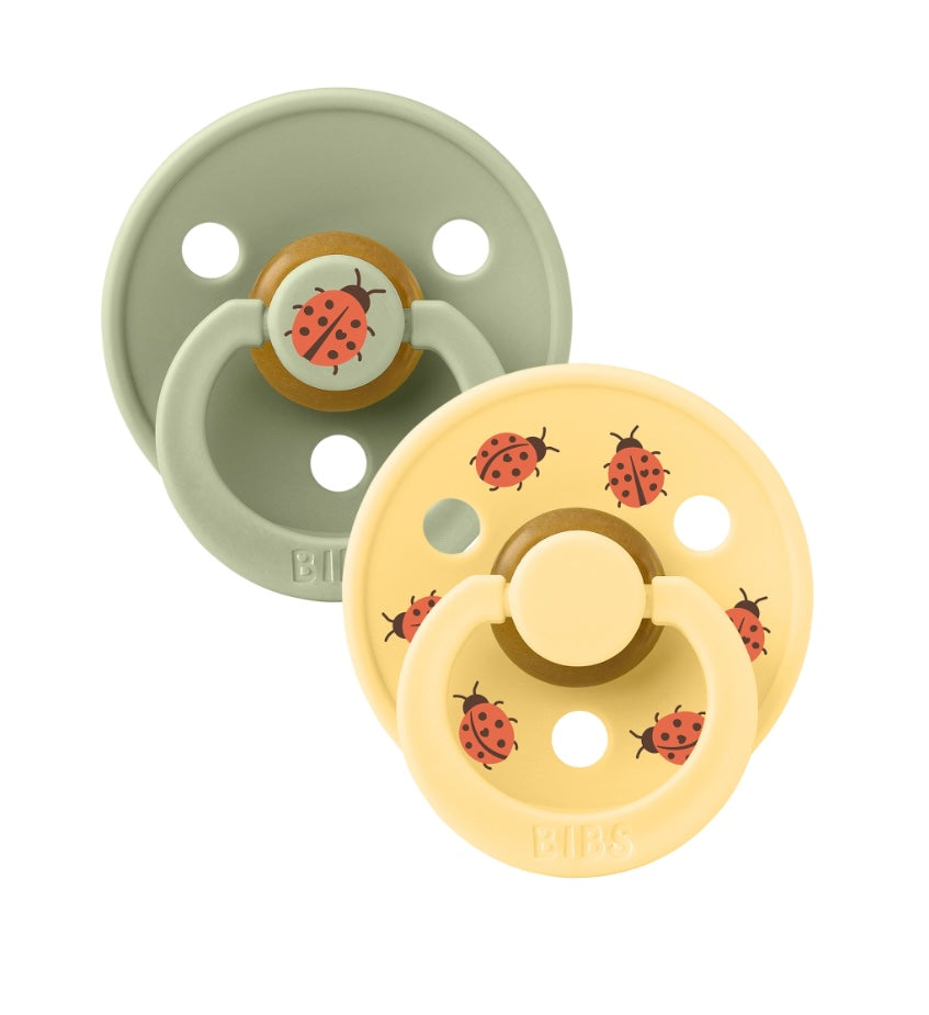 BIBS Pacifier Studio Colour 2 PACK Ladybug Latex Size 1,2 & 3 Sage Mix