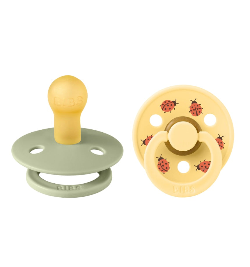 BIBS Pacifier Studio Colour 2 PACK Ladybug Latex Size 1,2 & 3 Sage Mix