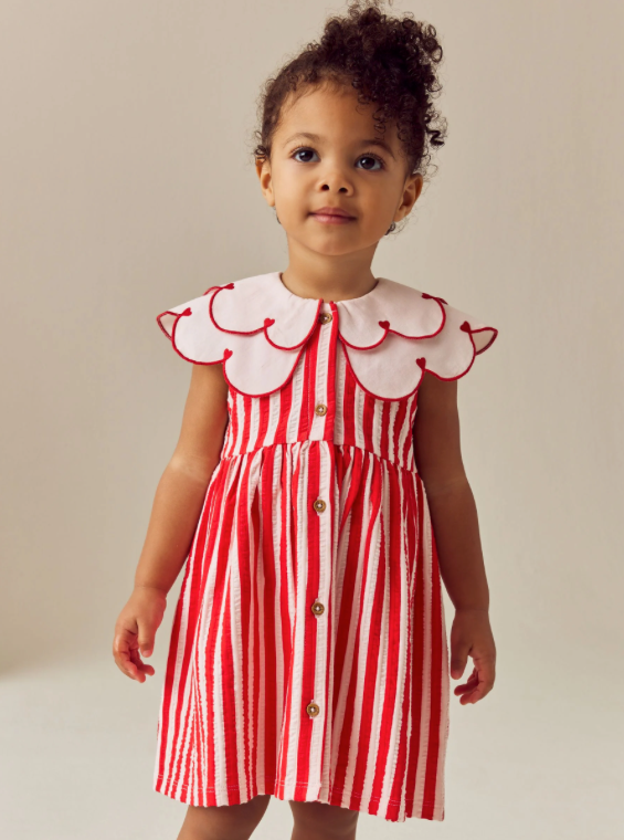 Heart Red Collared Summer Dress