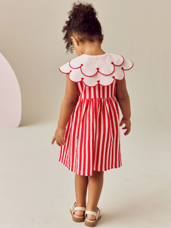Heart Red Collared Summer Dress