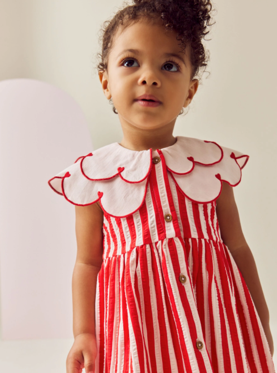 Heart Red Collared Summer Dress