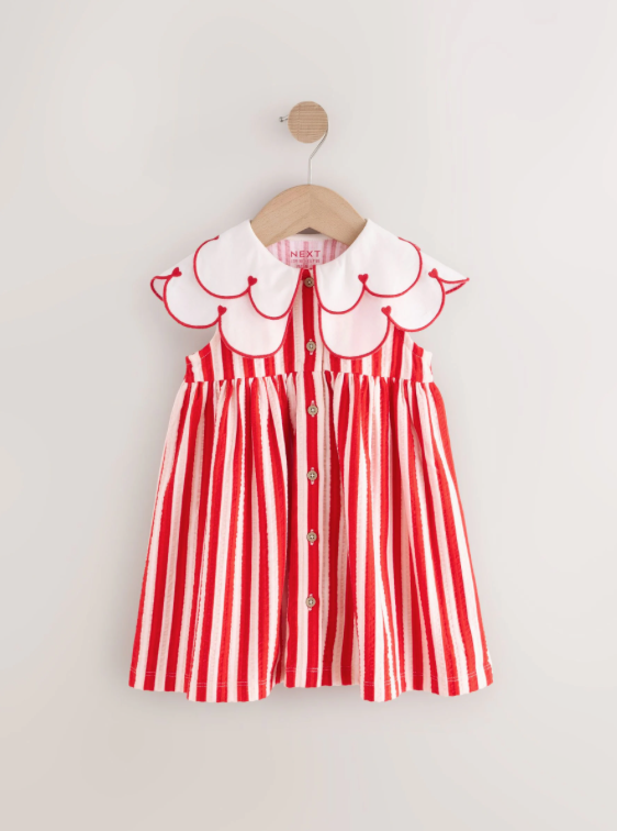 Heart Red Collared Summer Dress