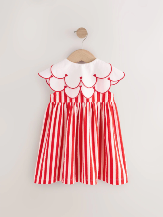 Heart Red Collared Summer Dress