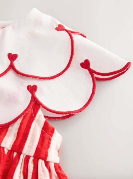 Heart Red Collared Summer Dress