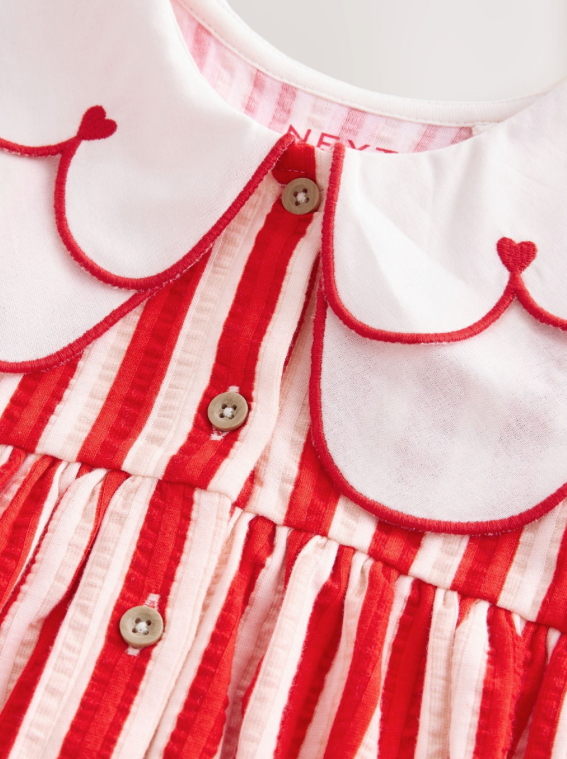 Heart Red Collared Summer Dress