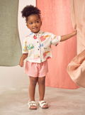 Red Gingham Holiday Print Short Sleeve Shirt & Shorts Set