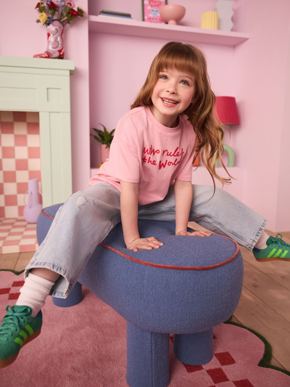 Eleanor Bowmer Pink Who Rules the World Kids Cotton T-shirt