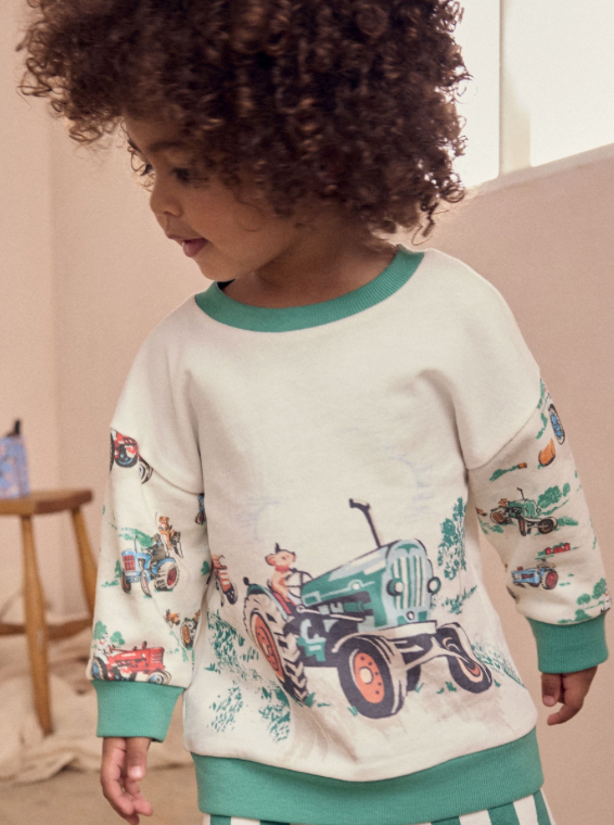 Green/White Cath Kidston Long Sleeve Sweatshirt & Stripe Shorts Set