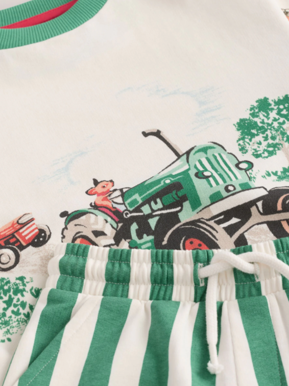 Green/White Cath Kidston Long Sleeve Sweatshirt & Stripe Shorts Set