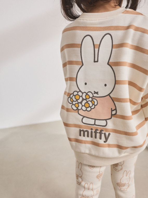 Cream Stripe Miffy Sweatshirt & Leggings Set