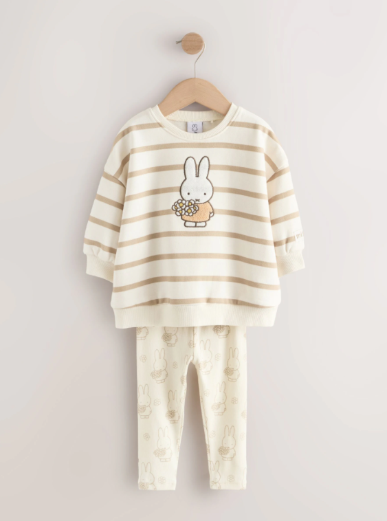 Cream Stripe Miffy Sweatshirt & Leggings Set