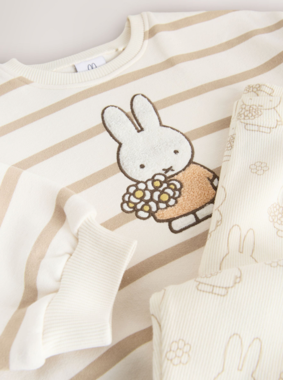 Cream Stripe Miffy Sweatshirt & Leggings Set
