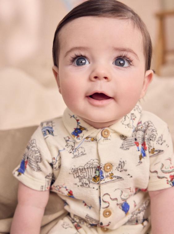 Paddington Bear Collared Baby 100% Cotton Cath Kidston Romper