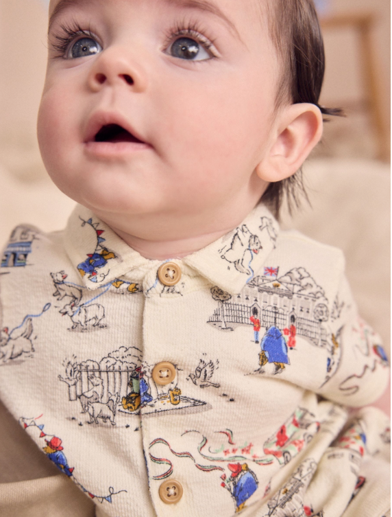 Paddington Bear Collared Baby 100% Cotton Cath Kidston Romper