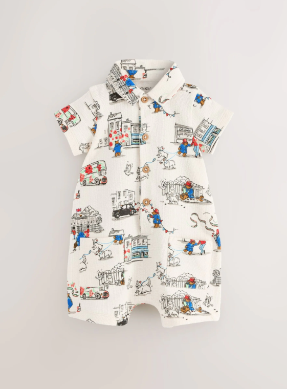Paddington Bear Collared Baby 100% Cotton Cath Kidston Romper