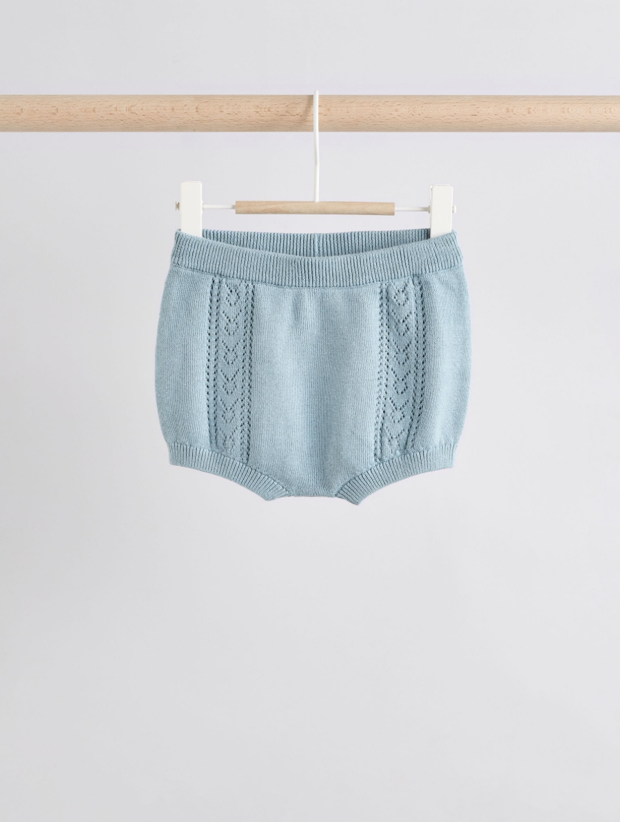 Blue Knitted Top and Short Baby Set