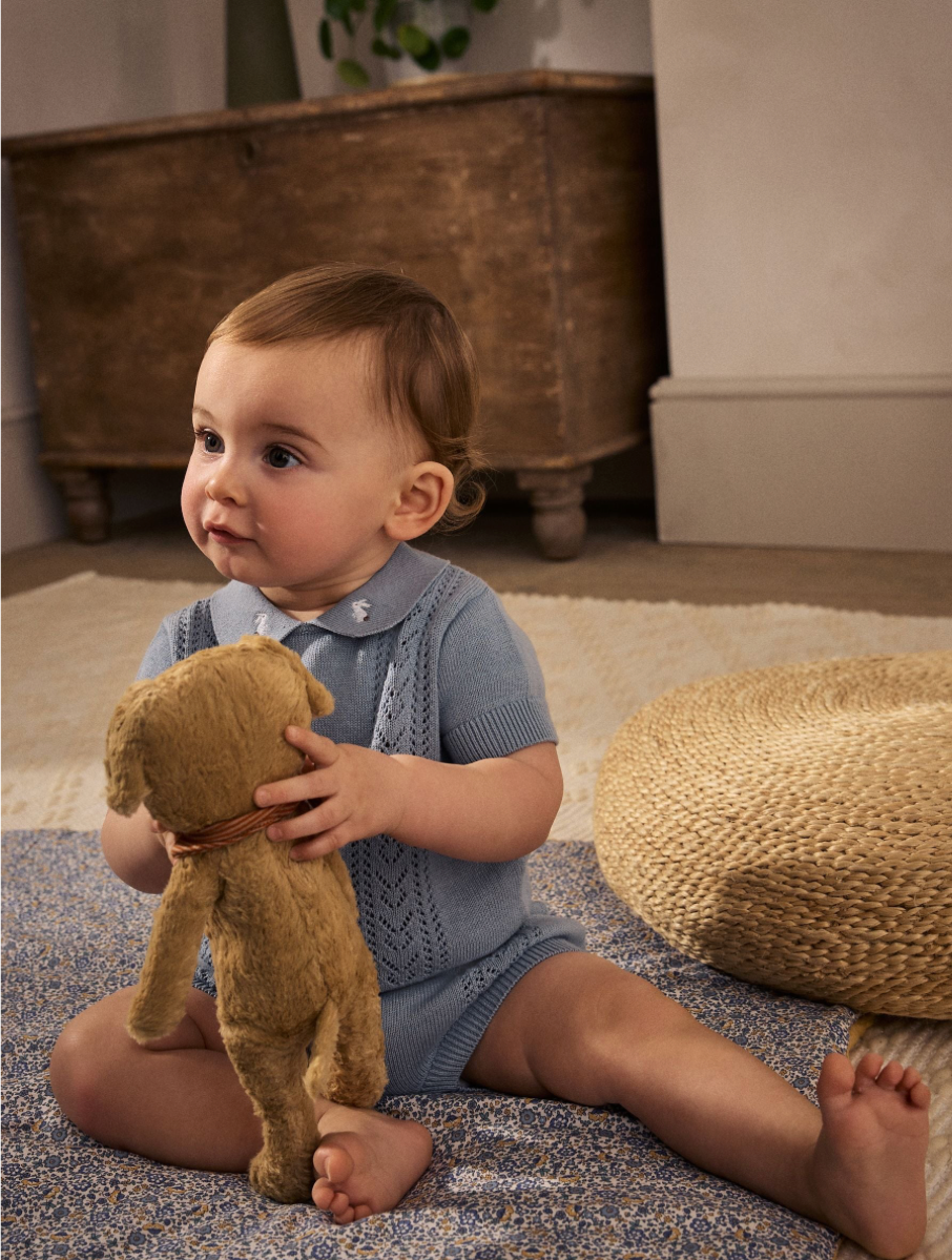 Blue Knitted Top and Short Baby Set