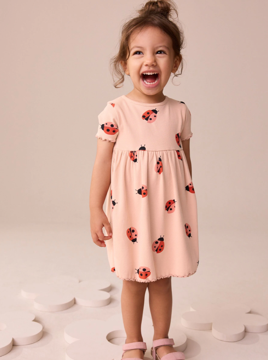 Ladybird Pink Ribbed Jersey Dress