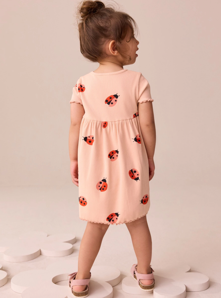 Ladybird Pink Ribbed Jersey Dress