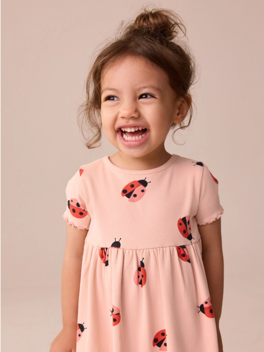 Ladybird Pink Ribbed Jersey Dress