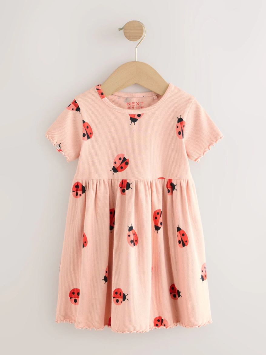 Ladybird Pink Ribbed Jersey Dress