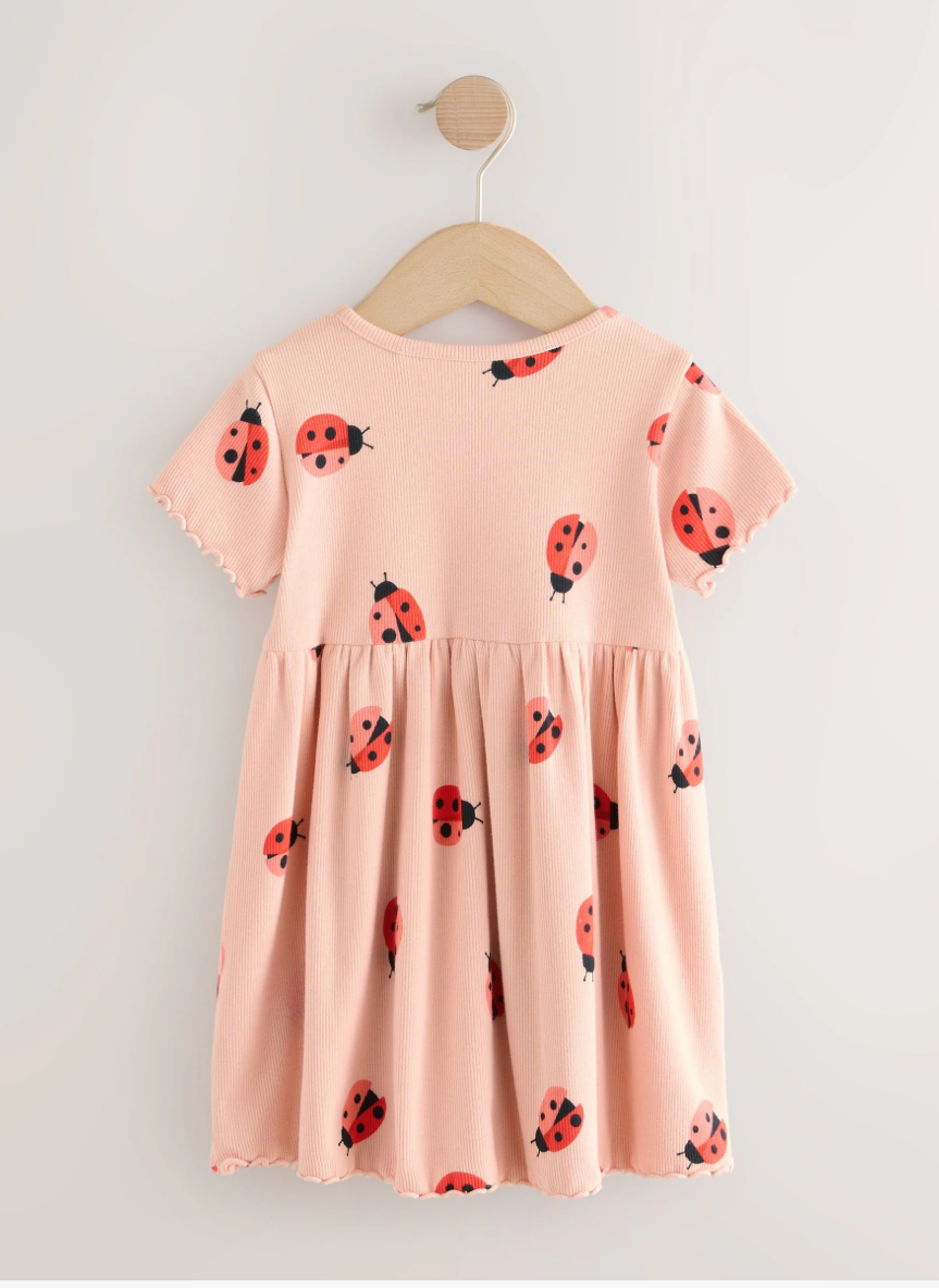 Ladybird Pink Ribbed Jersey Dress