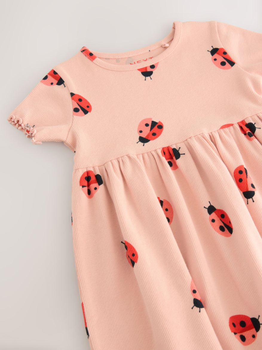 Ladybird Pink Ribbed Jersey Dress