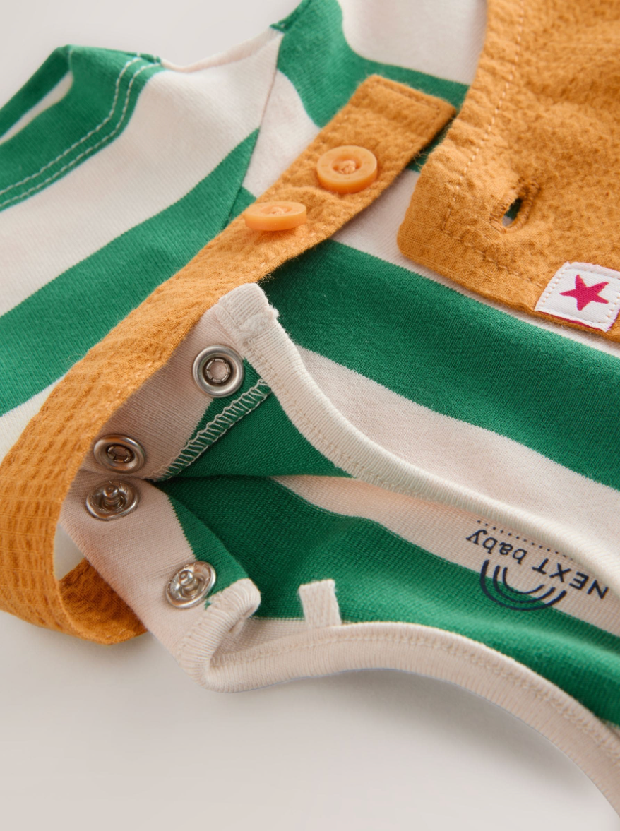 Bright Transport Baby Woven Dungaree and Bodysuit Set