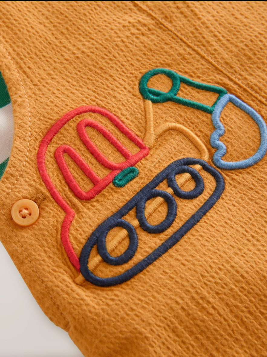 Bright Transport Baby Woven Dungaree and Bodysuit Set