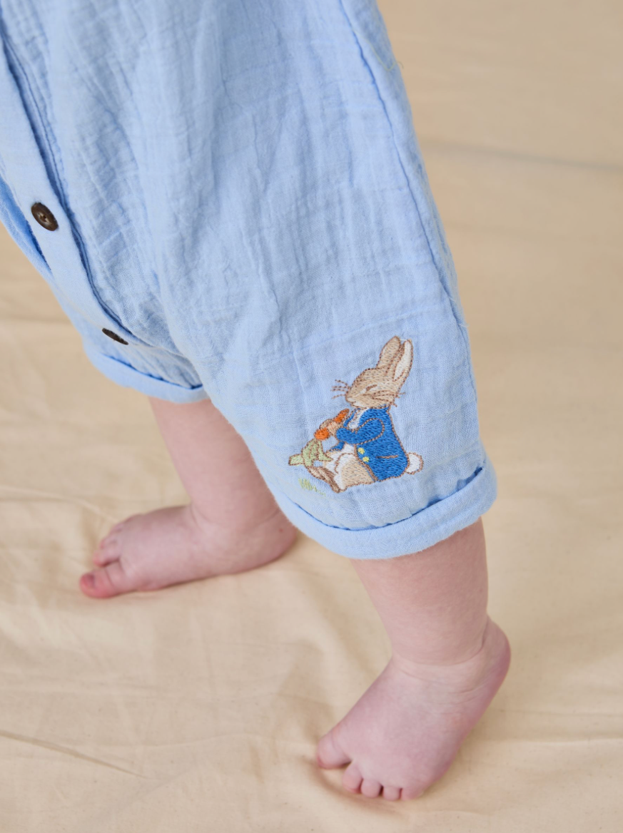 Blue Peter Rabbit™ Cheesecloth Button Front Cotton Romper