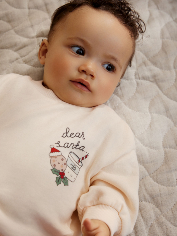 Red Graphic Print Christmas Sweat and Joggers Baby Set