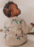 Natural Oh What Fun Christmas Baby Knitted Cardigan