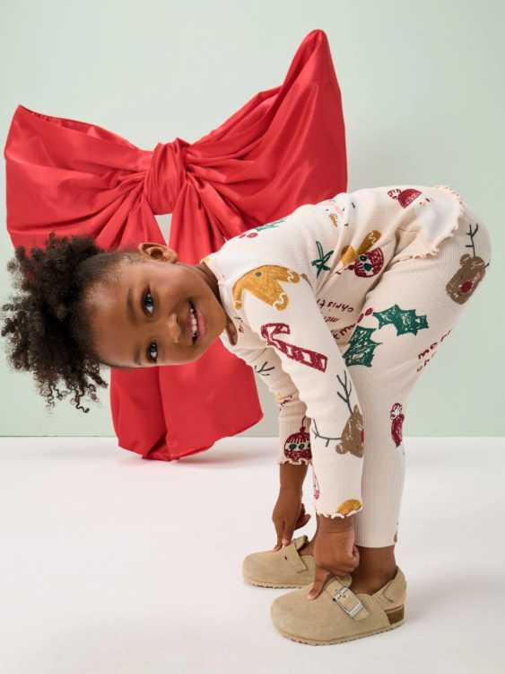 Neutral Christmas Rib Leggings