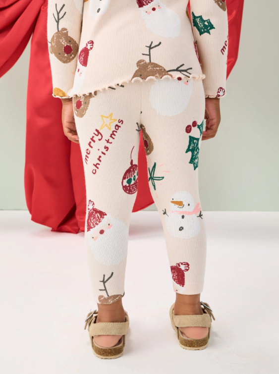 Neutral Christmas Rib Leggings